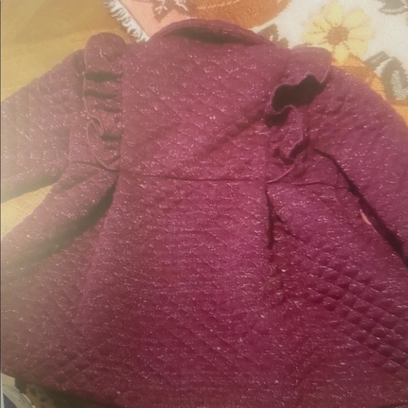 Burgundy Kids Jacket with Ruffles - Picture 2 of 2
